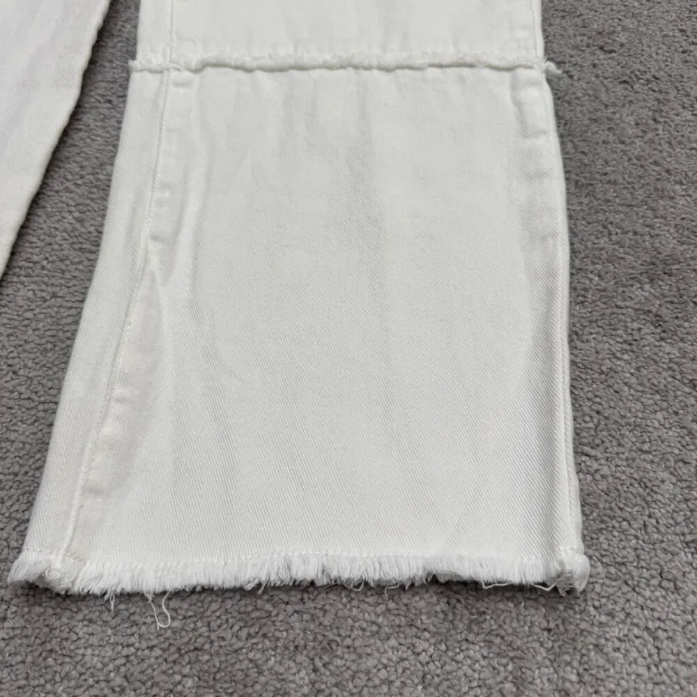 Princess Polly Wide Leg Raw Hem Baggy Denim Jeans Women 8 White High Rise Casual